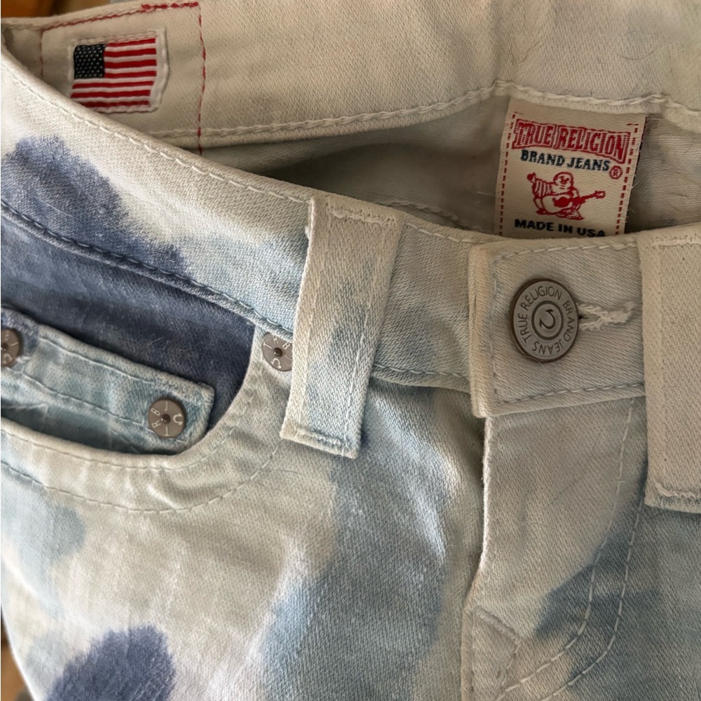 True Religion Blue and White Tie-Dye Jeans 25 - Picture 5 of 10